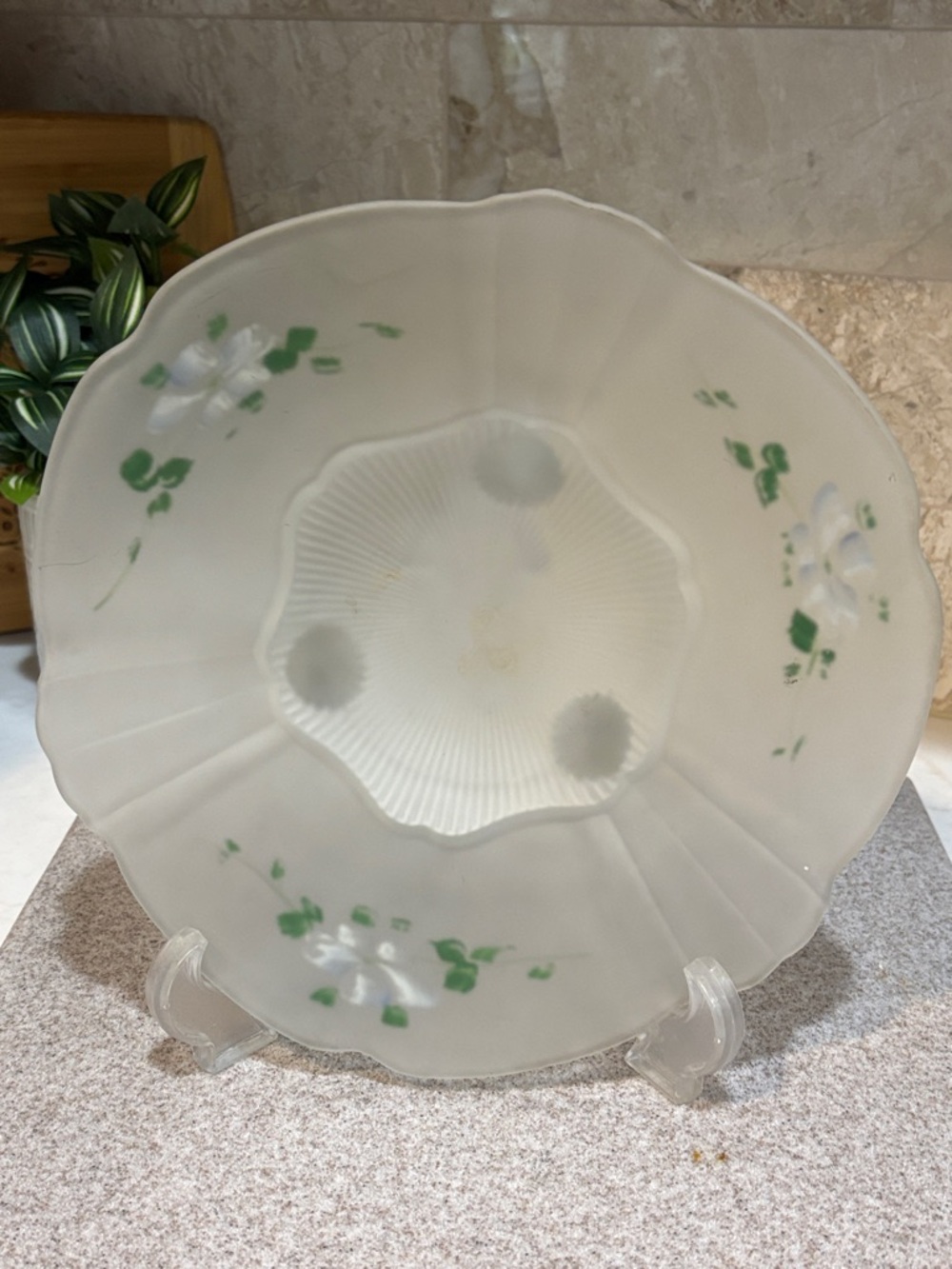 Vintage Lancaster Glass Kay Frosted Hand Decorated 3 Footed Bowl circa 1930's